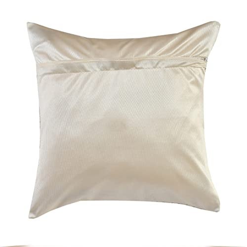 FRESH FROM LOOM 500 Tc Jacquard Soft Velvet Cushion Covers | Hypo-Allergenic | Washable | Non-Fade Diwan Sofa Pillow Covers for Home (Size - 16 X16 Inch, Color - Cream) - Set of 5pc, 240 TC - Image 5