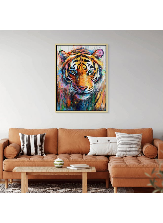 Art Decor Art Decor Framed Canvas Wall Art of Tiger Painting Print Portrait Pop Art Wild Animal Colorful Jungle Wall Décor for Office Home Living Room Bedroom Home Décor Gifting  - Image 2