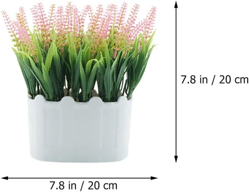 Artificial Lavender Faux Bonsai Decor Set, Simulation Lavender Potted Plant, Indoor Outdoor Tabletop Centerpiece, Pink and Lotus Color, 2 Pieces for Home and Window Display - Image 2