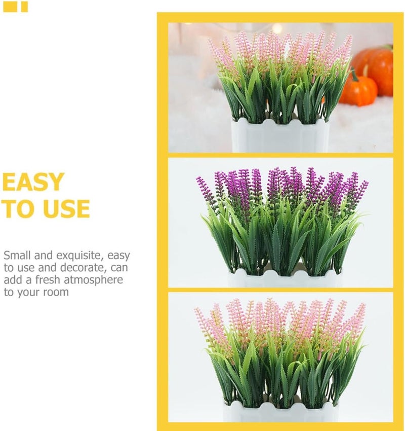 Artificial Lavender Faux Bonsai Decor Set, Simulation Lavender Potted Plant, Indoor Outdoor Tabletop Centerpiece, Pink and Lotus Color, 2 Pieces for Home and Window Display - Image 3