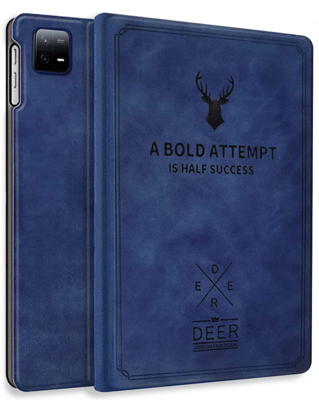 Robustrion Cover for Xiaomi Mi Pad 6 Cover, Deer Pattern Flip Case Cover for Xiaomi Mi Pad 6 11 inch, Support Auto Sleep Wake - Blue - Image 1