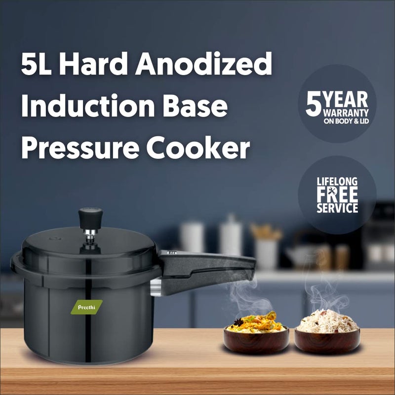Preethi Hard Anodized Induction Base Outer Lid Pressure Cooker 5 Litres - Image 2