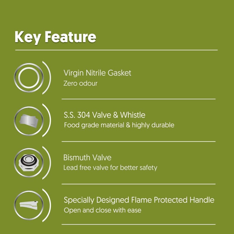 Preethi Hard Anodized Induction Base Outer Lid Pressure Cooker 5 Litres - Image 3