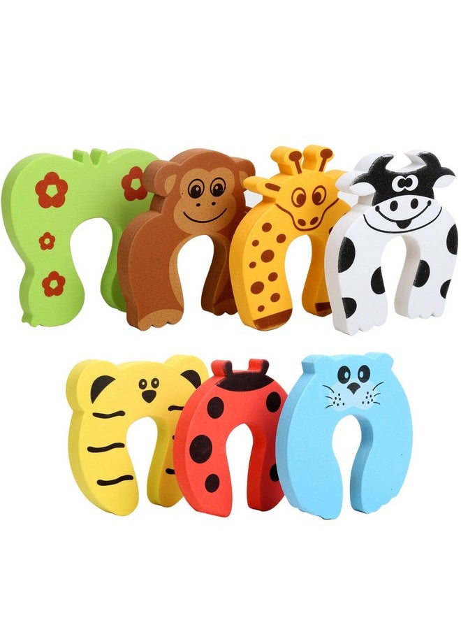 HNYYZL 7Pcs Finger Pinch Guard Hnyyzl Cartoon Animal Door Stop Soft Foam Cushion Baby Finger Protector Prevent Finger Pinch Injuries Slamming Door And Child Or Pet From Getting Locked In Room  - Image 1