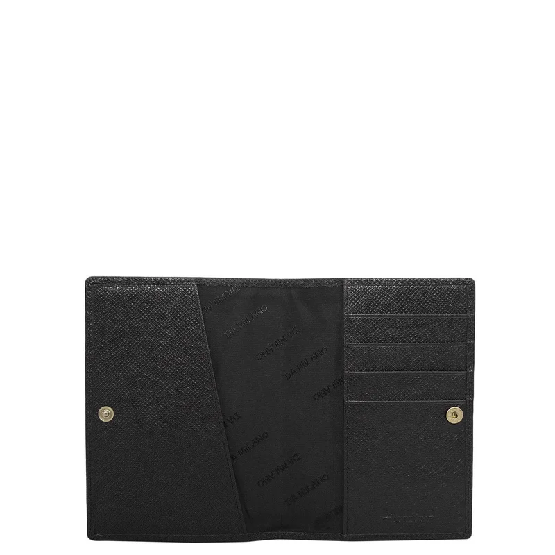 دا ميلانو Croco Leather Passport Case - Black