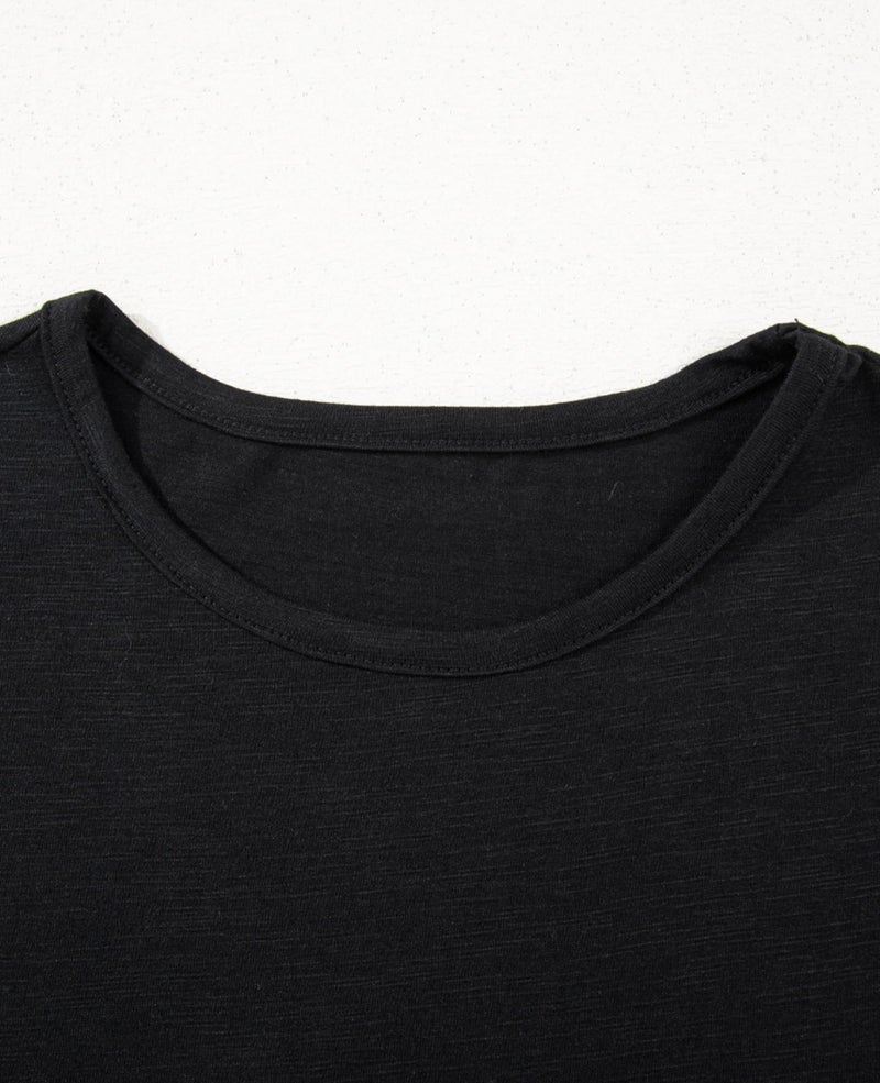 SELINK Womens Summer Ruffle Short Sleeve Top Crewneck T Shirts Floral Trim Casual Blouses Black-XL - Image 4