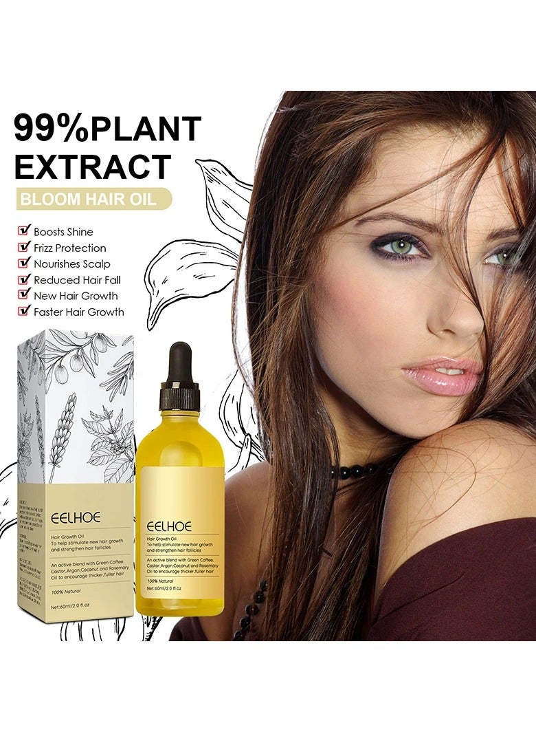 EELHOE Organic Rosemary Dense Hair Essential Oil to repair hair damage, prevent hair loss, smooth hair, nourish hair, strengthen hair care oil, for all hair types 60ml - Image 2