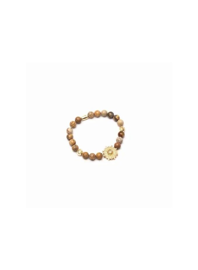 Wooden Bead Bracelet unisex bu OSWA 18 Brown Beads (8mm) - Jewelry & Souvenir - Premium Gift for Men & Women Delivered in Luxury Box