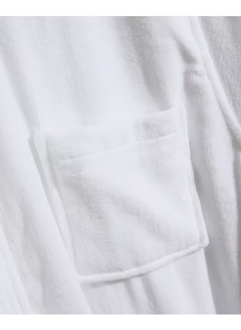 MAXQON Pack Of 2 - Bathrobes (Unisex) - Luxurious Velour Cotton With Terry Inside Double Layer Highly Absorbent Super Soft Bathrobes For Women & Men- Adult Size, Color White  - Image 4