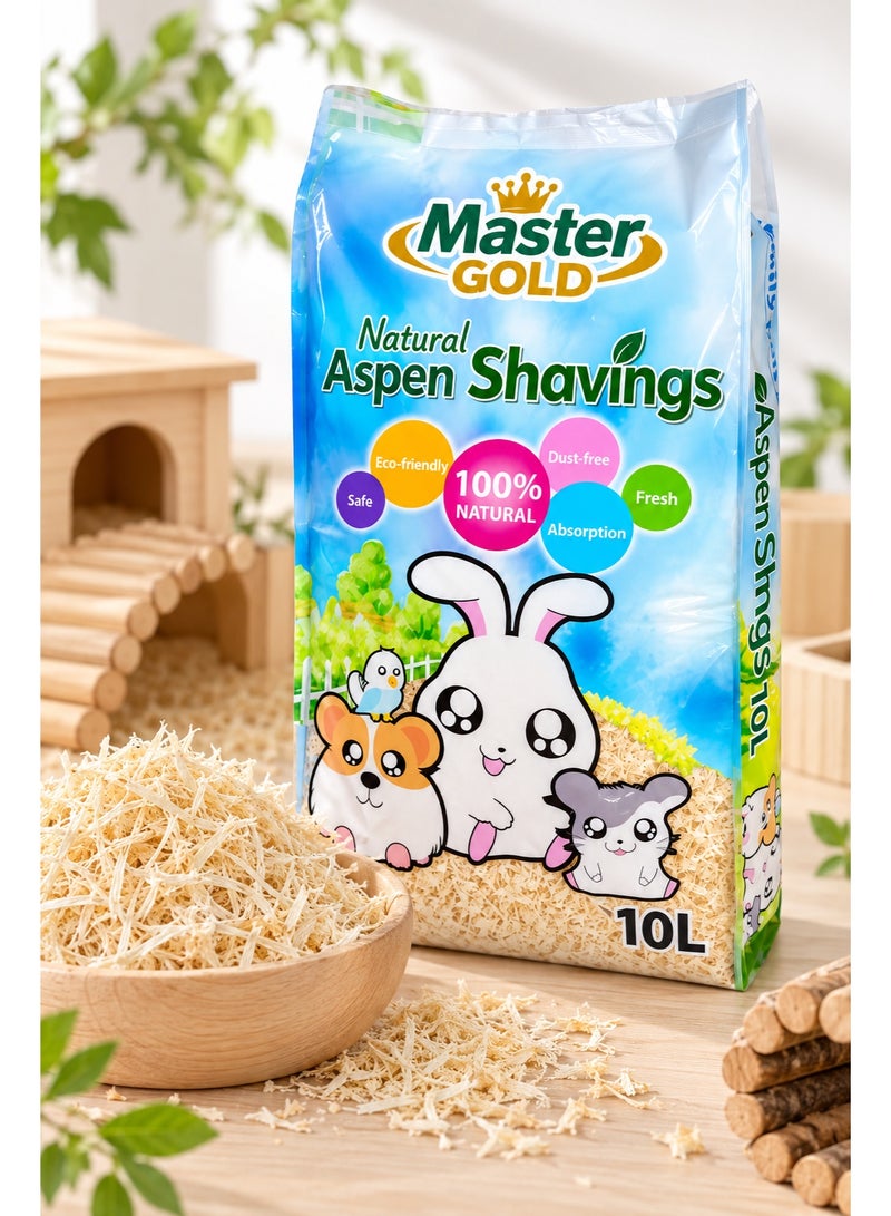 Master Gold Natural Aspen Shavings Bedding for Hamsters, Rabbits and Birds, 10L - Image 1