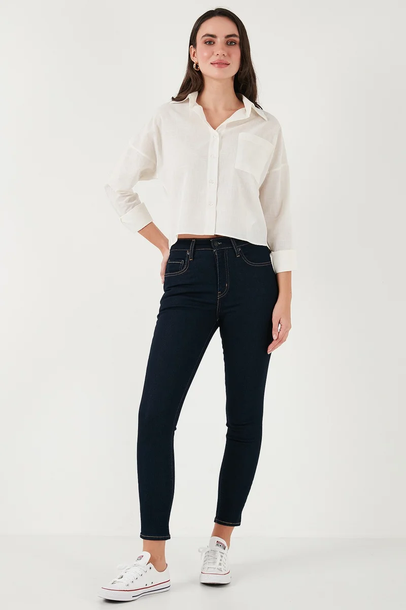 Lela Cotton and Linen Blend Regular Fit Short Front Long Back Shirt Women's Shirt 6772867