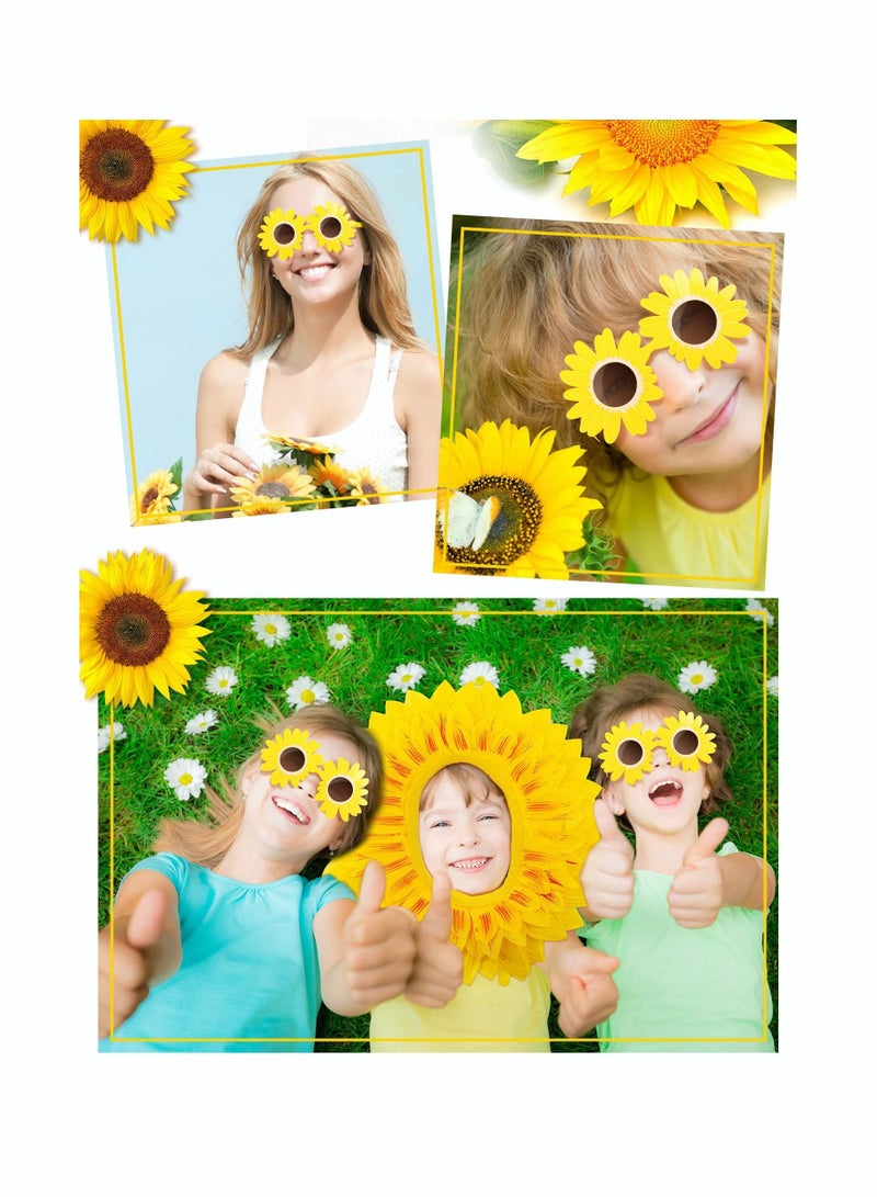 واي آند دي 2 Sets Funny Sunflower Costume Headgear Glasses Performance Props for Dance Party Games Festival 22.8 In, Yellow - Image 2