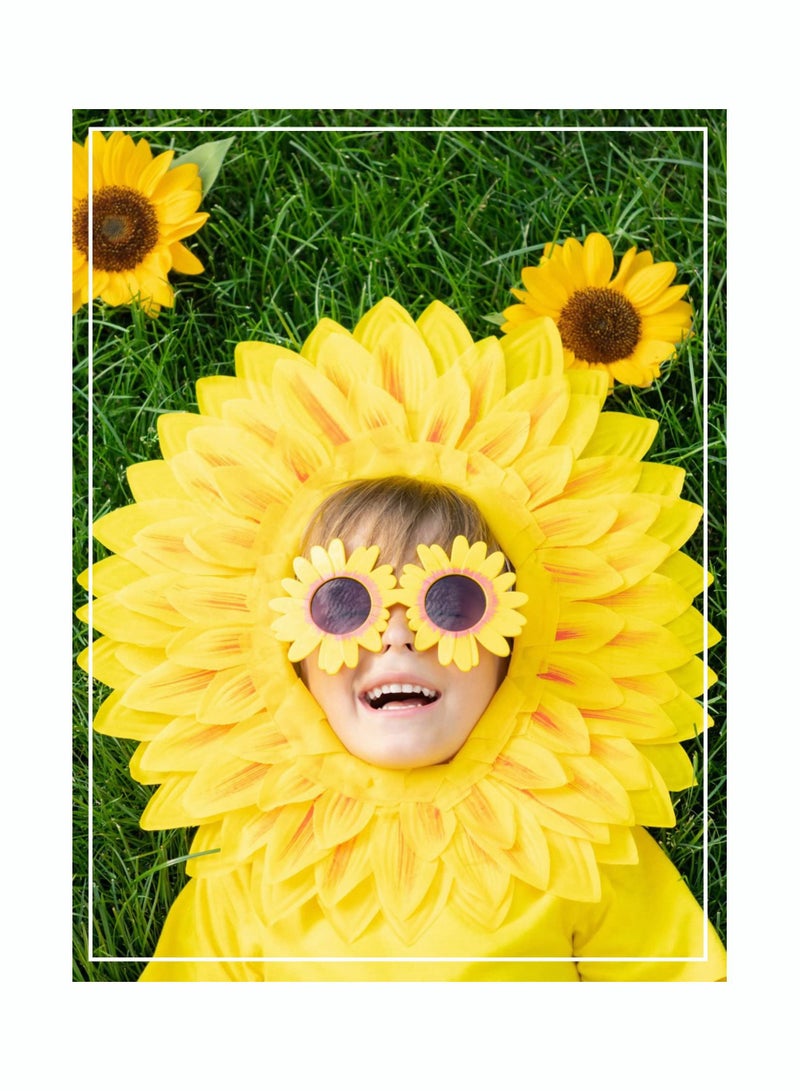 واي آند دي 2 Sets Funny Sunflower Costume Headgear Glasses Performance Props for Dance Party Games Festival 22.8 In, Yellow - Image 3