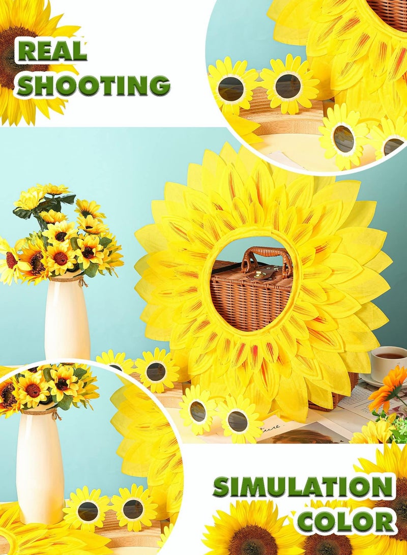 واي آند دي 2 Sets Funny Sunflower Costume Headgear Glasses Performance Props for Dance Party Games Festival 22.8 In, Yellow - Image 5