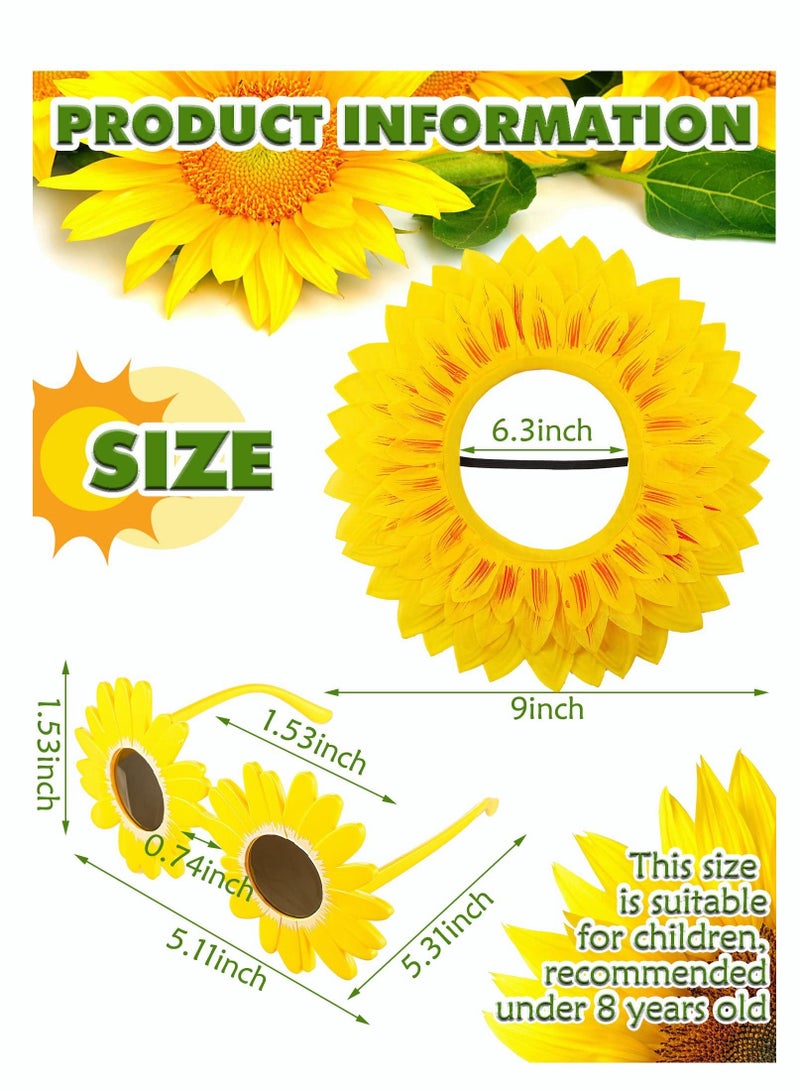 واي آند دي 2 Sets Funny Sunflower Costume Headgear Glasses Performance Props for Dance Party Games Festival 22.8 In, Yellow - Image 4