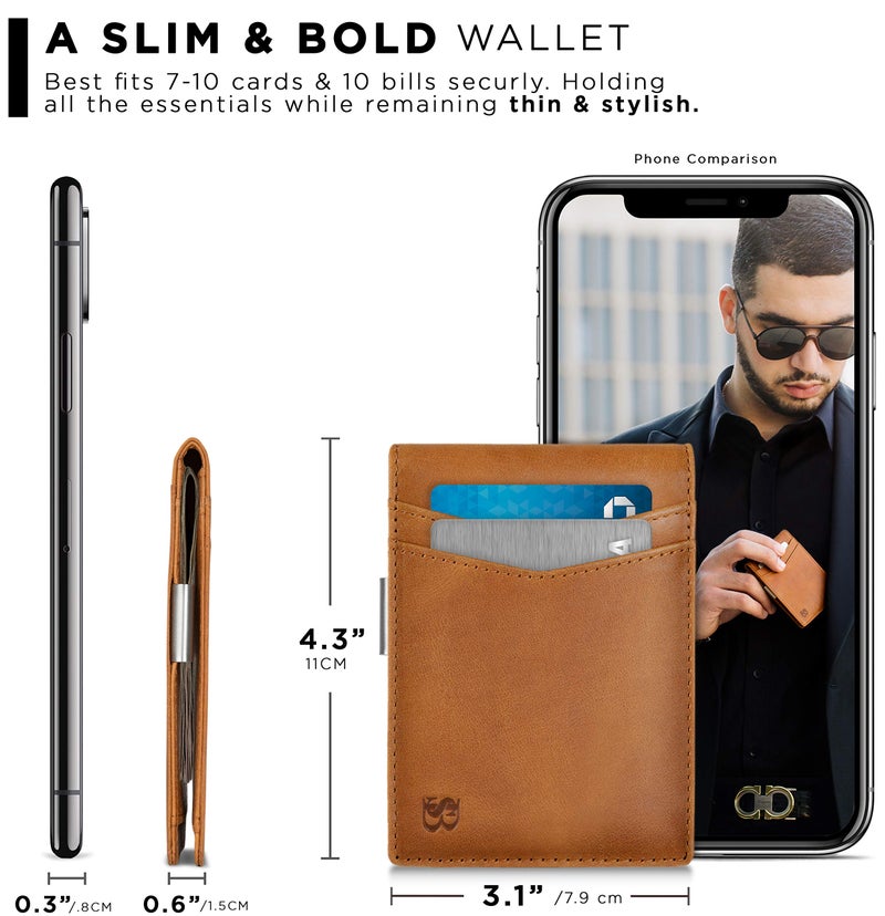 SERMAN BRANDS محفظة سیرمان براندز مع مشبك نقود - محافظ رجالية نحيفة لحفظ البطاقات RFID - Image 3