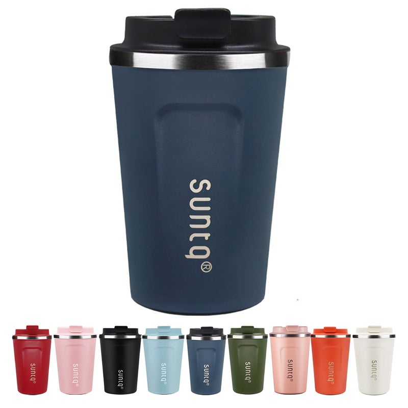 SUNTQ Reusable Coffee Cups Travel  Coffee Travel Mug with Leakproof Lid  Thermal Mug Insulated Cup  Stainless Steel Coffee Travel Cup  for Hot and Cold Drinks Dark Blue 13oz380ml