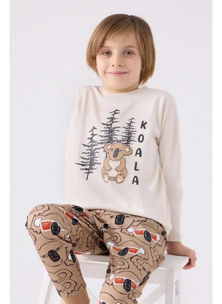 روليبولي Boy Cream Long Sleeve Pajama Set