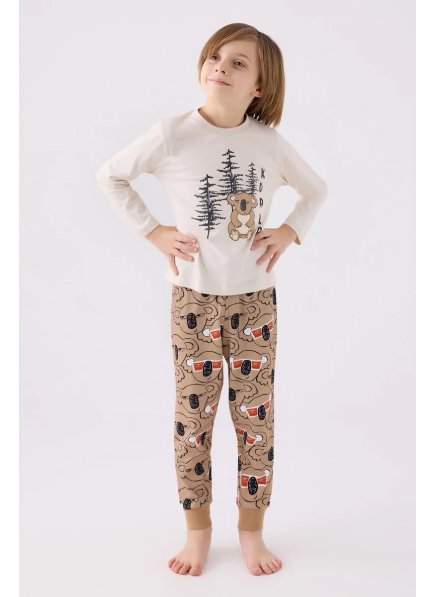 روليبولي Boy Cream Long Sleeve Pajama Set