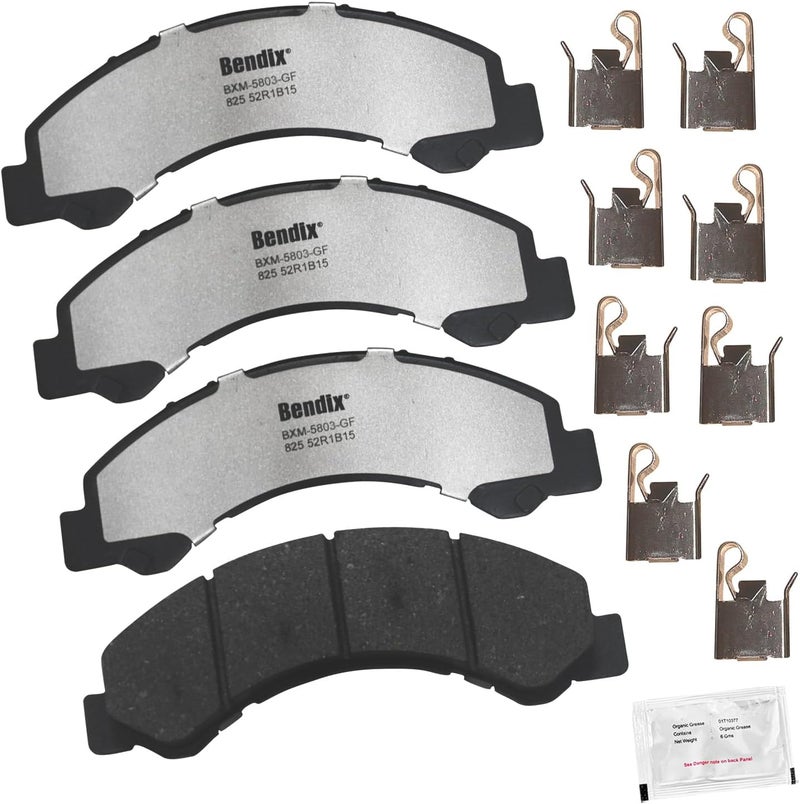 Bendix Fleet Metlok MKD825FM Semi-Metallic Front Brake Pads for Chevrolet LCF 3500,3500HD,4500,4500HD,4500XD,5500HD,5500XD,6500XD,W3500 Tiltmaster,W4500 W5500 GMC Forward,Isuzu NPR,HD,XD,NQR,Reach - Image 1
