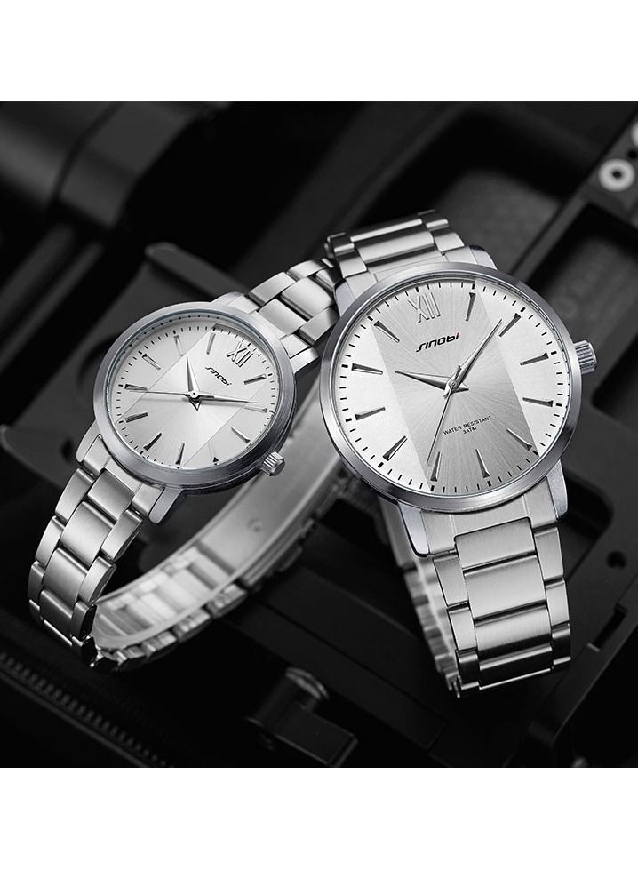 SINOBI Fashion Two-Pack Steel Band Couple Watches - Image 1