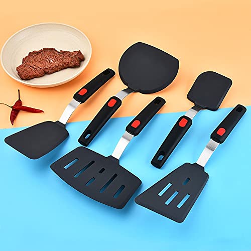 we3 Silicone Spatulas for Nonstick Cookware, 480F Heat Resistant Extra Large and Wide Flexible Spatulas Rubber Turners, Kitchen Cooking Utensils Set for Pancake ((O) Pack of 1) - Image 4