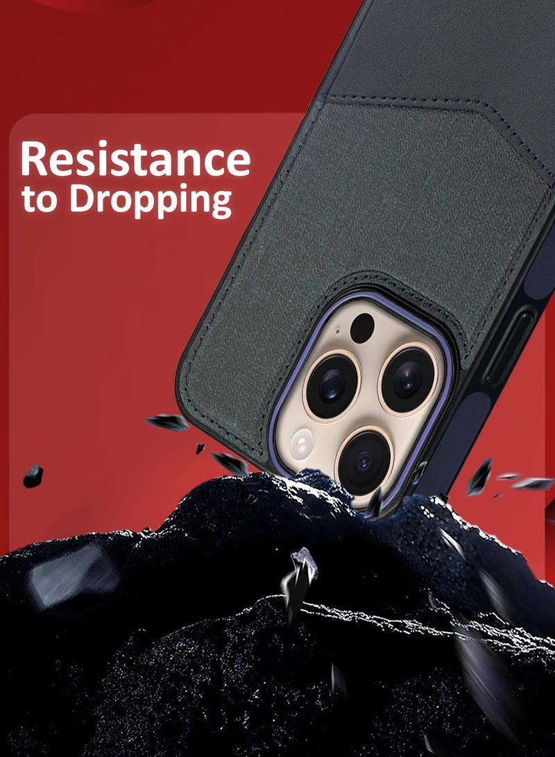 CATANES iPhone 16 Pro Max Card Case Leather Back Cover with Card Holder, Slim and Lightweight, 1-2 Cards - Dark Blue - Image 4