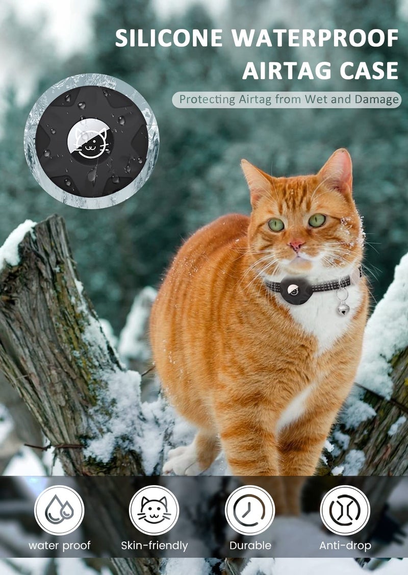 Hoeraonr Apple AirTag Cat Collar, GPS Tracker Kitten Collar with Breakaway Feature and Bell, Lightweight for Cats and Kittens (Black) - Image 5