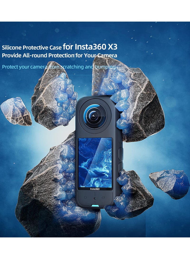 Silicone Protective Case and Lens Guards for Insta360 X3, Anti-Scratch Body Silicone Cover and Waterproof Lens Protector - Image 3