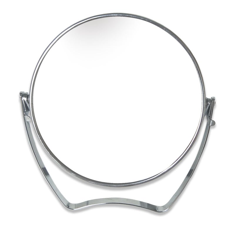 Wmugthome Two-Sided Portable Transparent & Round Makeup/Travel Mirror With 1X And 3X Magnification 4-In/6-In With Handle (Silver  6In) - Image 1