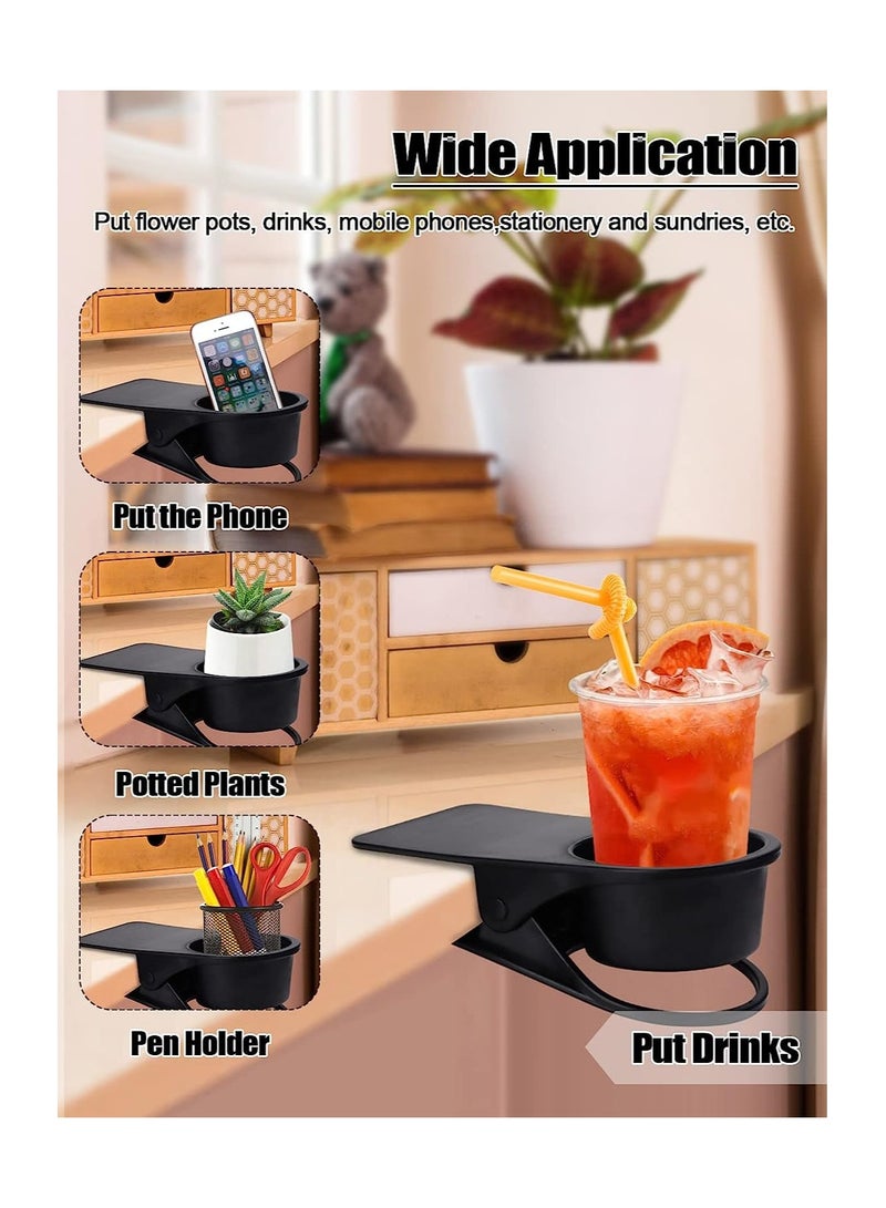 KASTWAVE حامل كوب مشروب للطاولة ، مشبك زجاجة ، وقوف الكوب لمنع انسكاب الماء ، مشبك جانب الطاولة لمشروب الماء والمشروبات والصودا ، حامل فنجان القهوة ، مشبك طبق 2 قطع باللون الأسود - Image 3