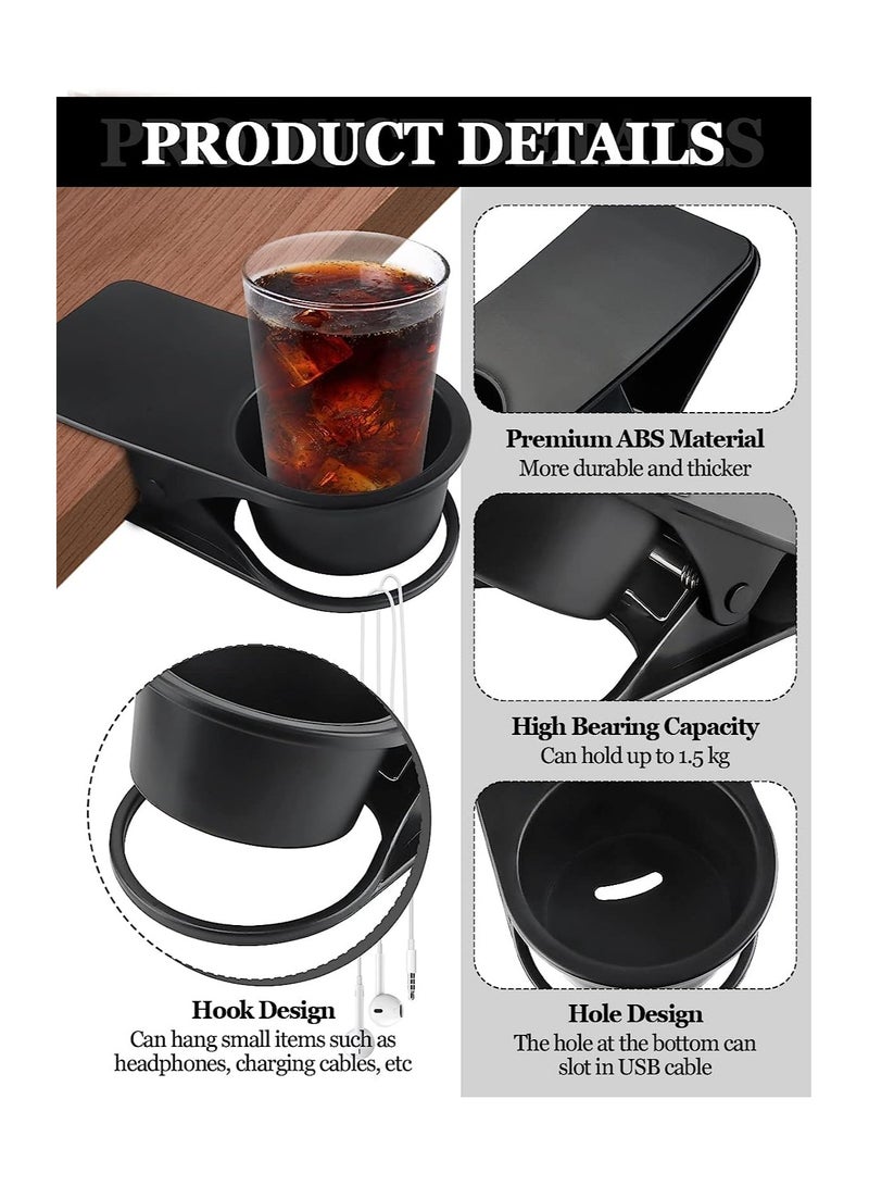 KASTWAVE حامل كوب مشروب للطاولة ، مشبك زجاجة ، وقوف الكوب لمنع انسكاب الماء ، مشبك جانب الطاولة لمشروب الماء والمشروبات والصودا ، حامل فنجان القهوة ، مشبك طبق 2 قطع باللون الأسود - Image 2