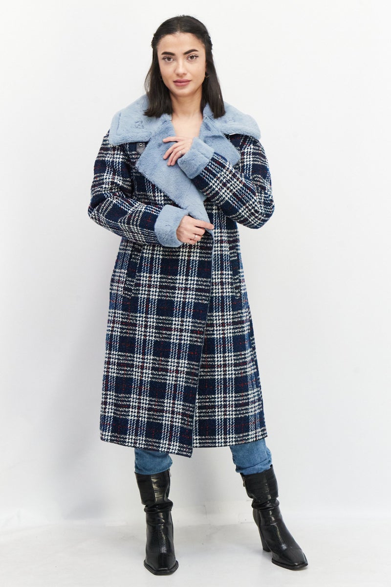NVLT Women Plaid Trench Coat, Multicolor - Image 1