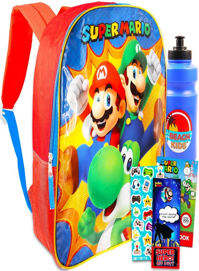 Super Mario Backpack for Boys - Mario Backpack, Water Bottle, Stickers, More | Mario Backpack for Boys 4-6 - Image 1