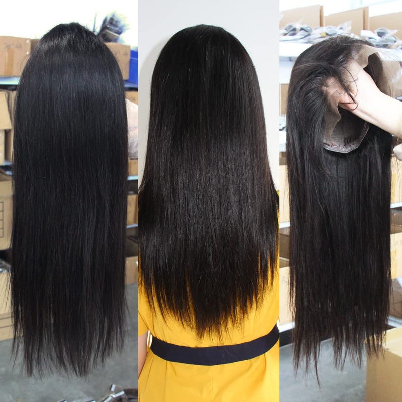 Subella 13x5 Lace Front Wigs Human Hair Pre Plucked with Baby Hair Bleached Knots 12A 180% Density Brazilian Straight Lace Front Human Hair Wigs for Black Women (16inch) - Image 4