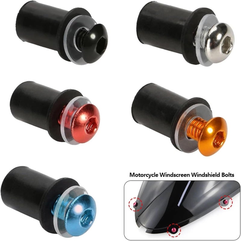 30pcs Motorcycle M5 16mm Metric Rubber Well Nuts Windscreen Fairing Cowl Anodized Windshield Nut Bolt Screw Kit(Silver) - Image 3