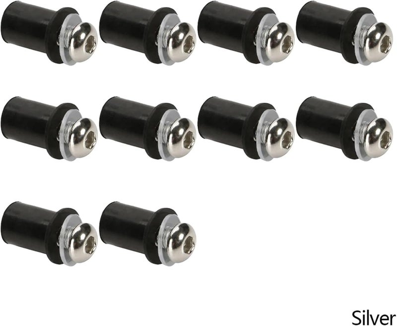 30pcs Motorcycle M5 16mm Metric Rubber Well Nuts Windscreen Fairing Cowl Anodized Windshield Nut Bolt Screw Kit(Silver) - Image 2