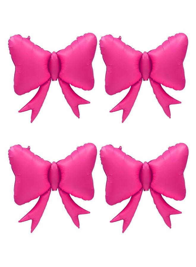 LACEVINE 4pcs Jumbo Oversized Ribbon Balloons Coquette Bow Balloons Bow Party Coquette Party Decorations for Birthday Baby Shower Bridal Shower Supplies (Matte Hot Pink) - Image 1