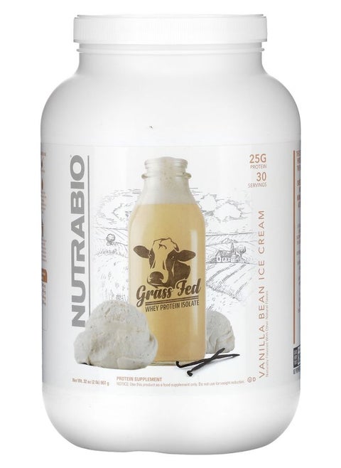 Grass Fed Whey Protein Isolate Vanilla Bean Ice Cream 2 lb (907 g)