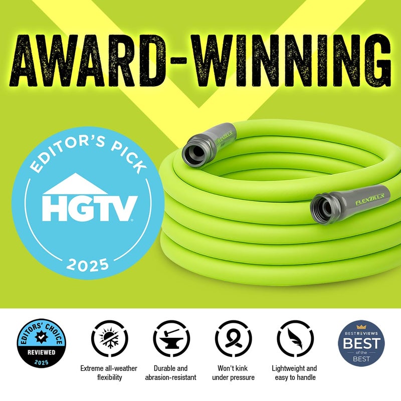 Flexzilla Garden Hose 5/8 in. x 100 ft., Lightweight All-Weather Water Hose, Durable and Flexible, Leak-Free Connections - Image 2