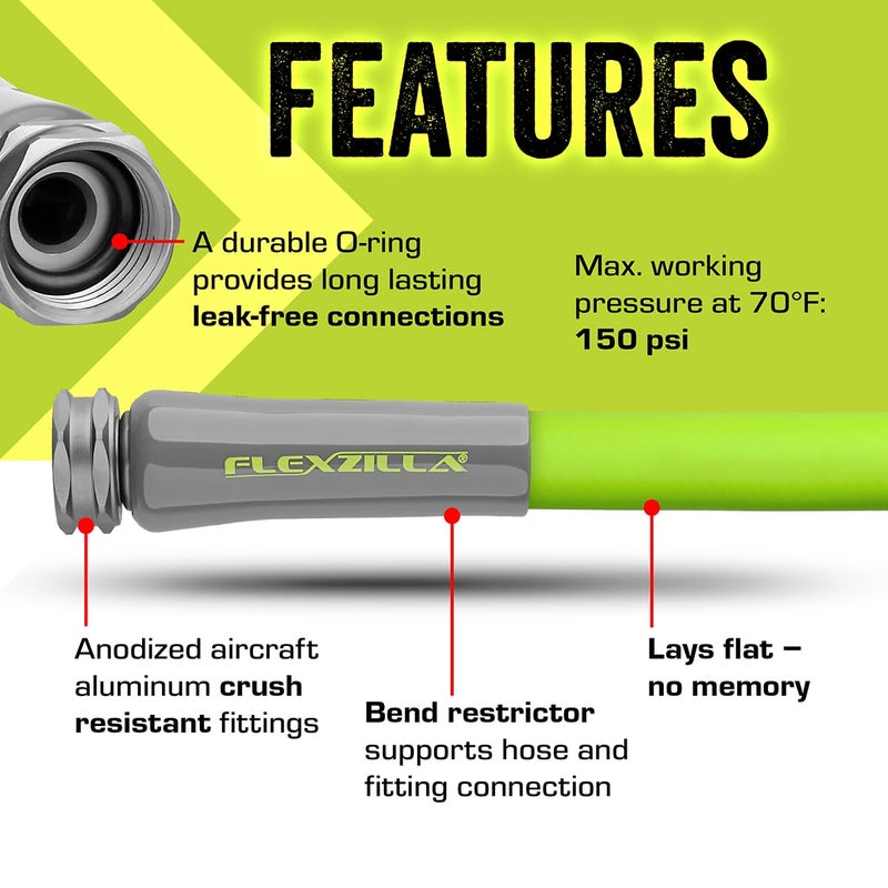 Flexzilla Garden Hose 5/8 in. x 100 ft., Lightweight All-Weather Water Hose, Durable and Flexible, Leak-Free Connections - Image 4
