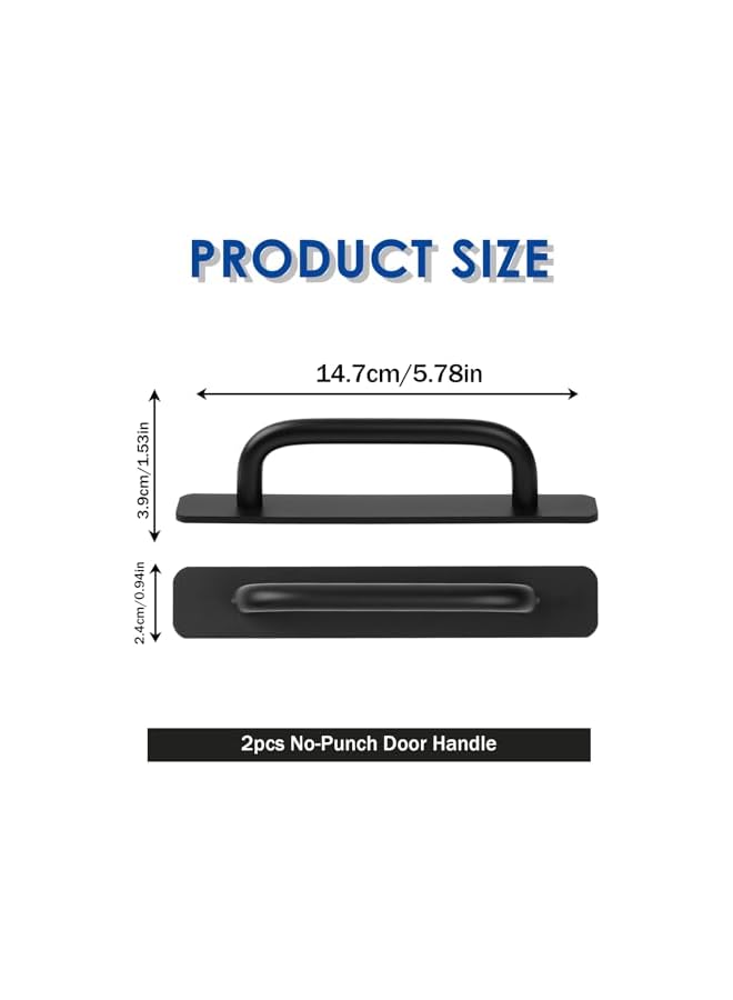 promass 2 Pcs Adhesive Handles Cabinet Handles Sliding Door Handles Closet Door Handles Door Pull Handles Stick on Handles for Kitchen Bedroom Window (Black) - Image 2