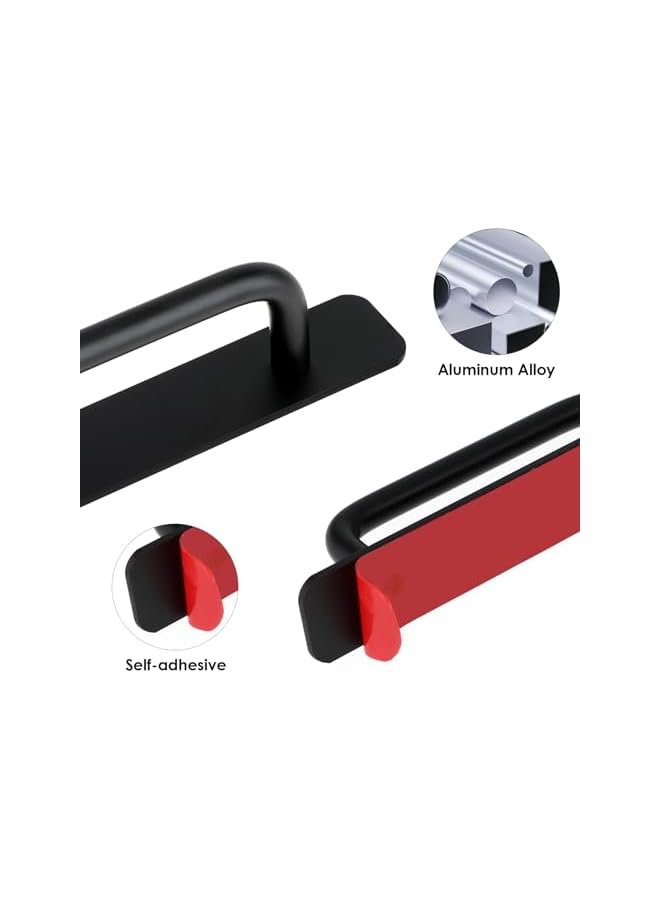 promass 2 Pcs Adhesive Handles Cabinet Handles Sliding Door Handles Closet Door Handles Door Pull Handles Stick on Handles for Kitchen Bedroom Window (Black) - Image 3