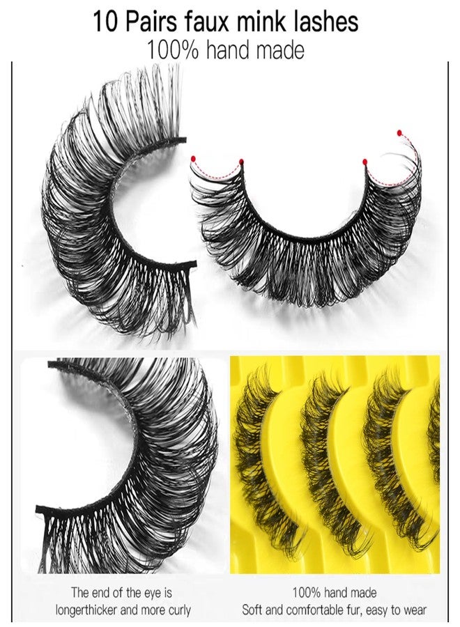 BLUPLE False Eyelashes Natural Look Faux Mink Lashes Russian Strip Lashes C Curl Wispy Like Eyelash Extension Fluffy Transparent Band Cat Eye Fake Eyelashes Pack 10pairs - Image 5