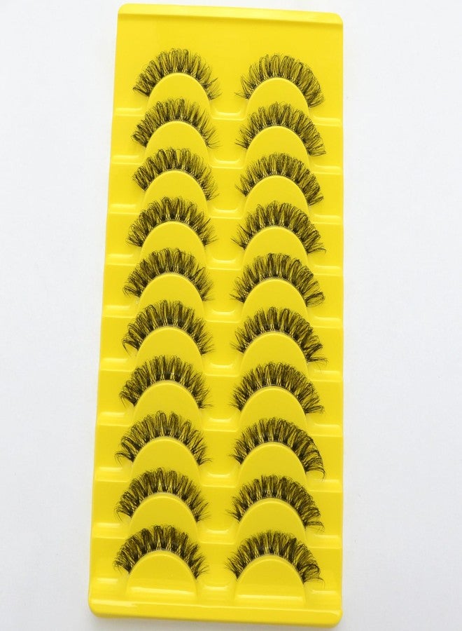 BLUPLE False Eyelashes Natural Look Faux Mink Lashes Russian Strip Lashes C Curl Wispy Like Eyelash Extension Fluffy Transparent Band Cat Eye Fake Eyelashes Pack 10pairs - Image 4