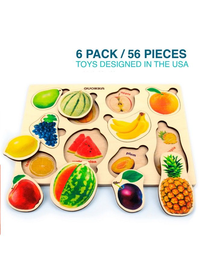 quokka Toddler Puzzles For Kids Ages 2 4 In A Bag 6 Montessori Wooden Puzzles For Kids Ages 3 5 By Quokka Preschool Wood Game For Boys And Girls 1 3 Gift For Learning Realistic Animals Fruits Vehicles  - Image 4