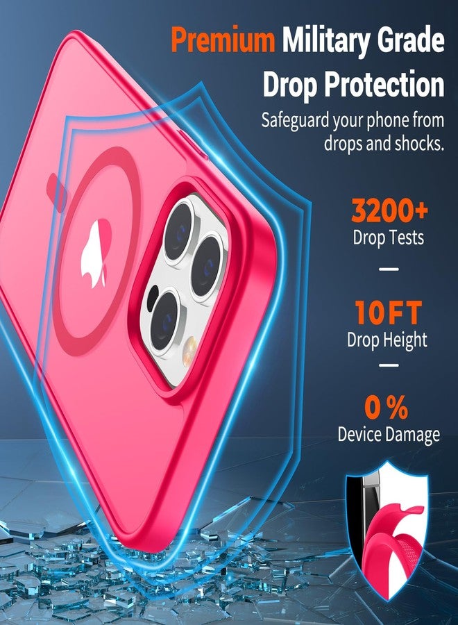 SUPFINE Magnetic for iPhone 13 Pro Max Case (Compatible with MagSafe) (Military Grade Drop Protection) Slim Translucent Matte Shockproof with Anti-Fingerprint Phone Case,Hot Pink - Image 3