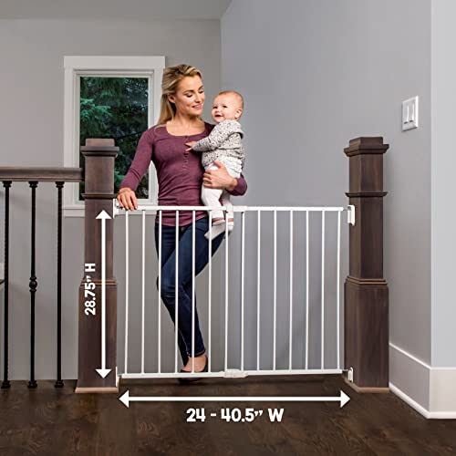 Regalo 2-in-1 Extra Wide Stairway and Hallway Walk ThroughBaby Safety Gate, Hardware Mounting, White 24"x40.5"x28.5"(Pack of 1) - Image 2