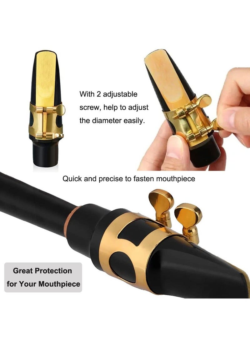 Sax Ligature Alto Saxophone Mouthpiece Ligature Fastener - Gold Plated Brass - Image 4