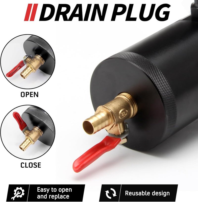 WENJTP HTRACING Oil Recovery Kit with 4 Adapters + Breather Filter 2 Port Drain Plug (1 Outlet + 1 Input) 150ml Universal Aluminum Deflector Oil Tank - Image 5